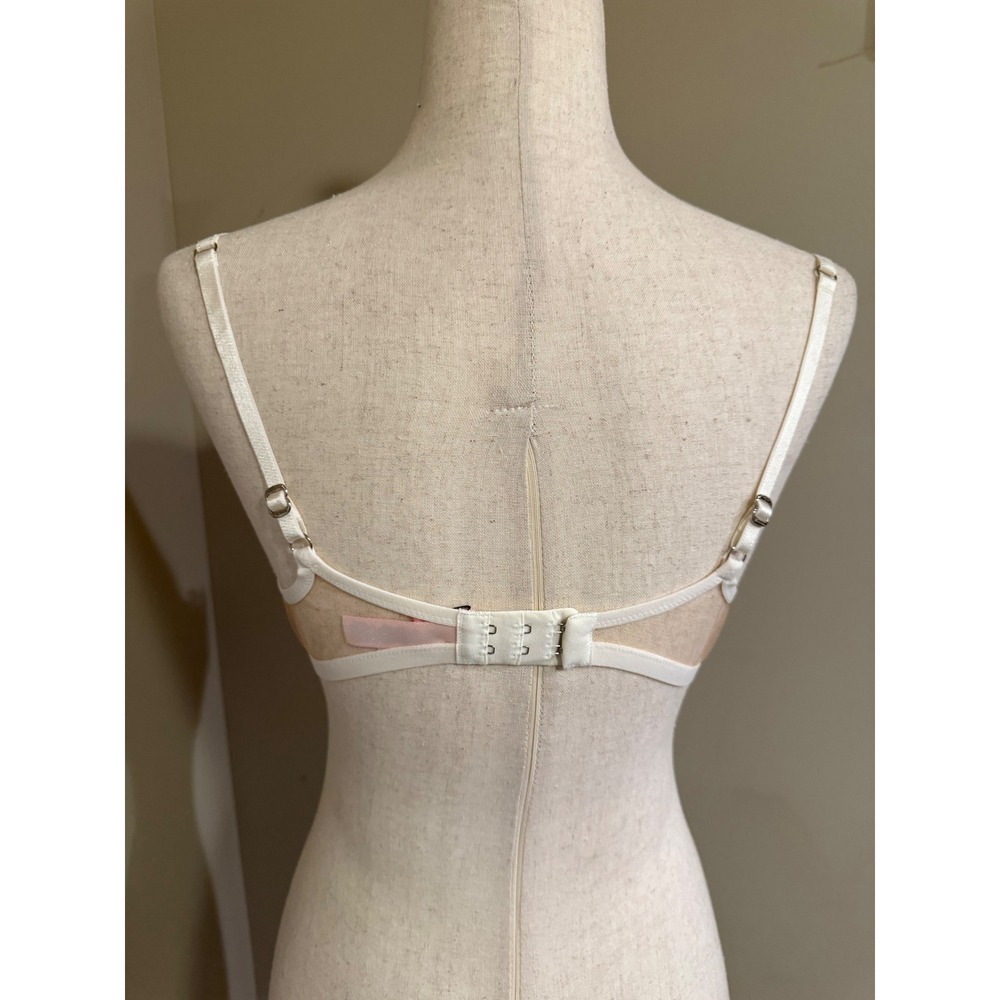 Agent Provocateur Bra & Panty Set 36B B80 Sheer Lace Floral Ivory Lingerie - Picture 2 of 10